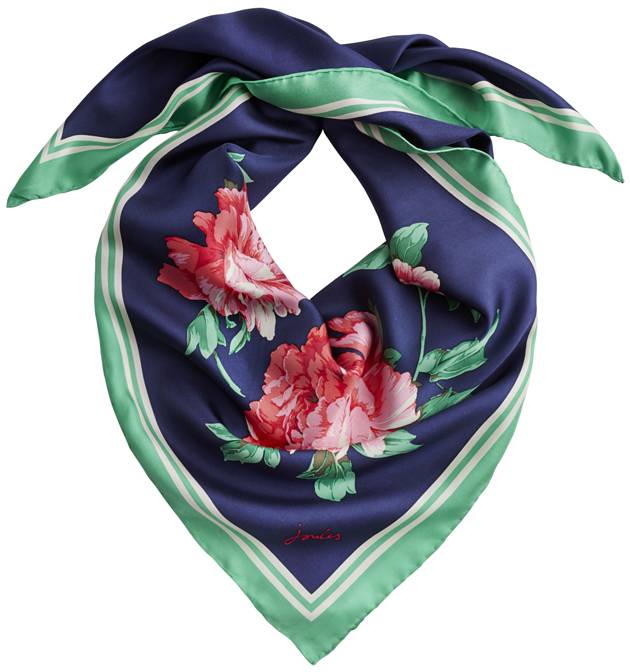 Silk Scarf In Navy Peony