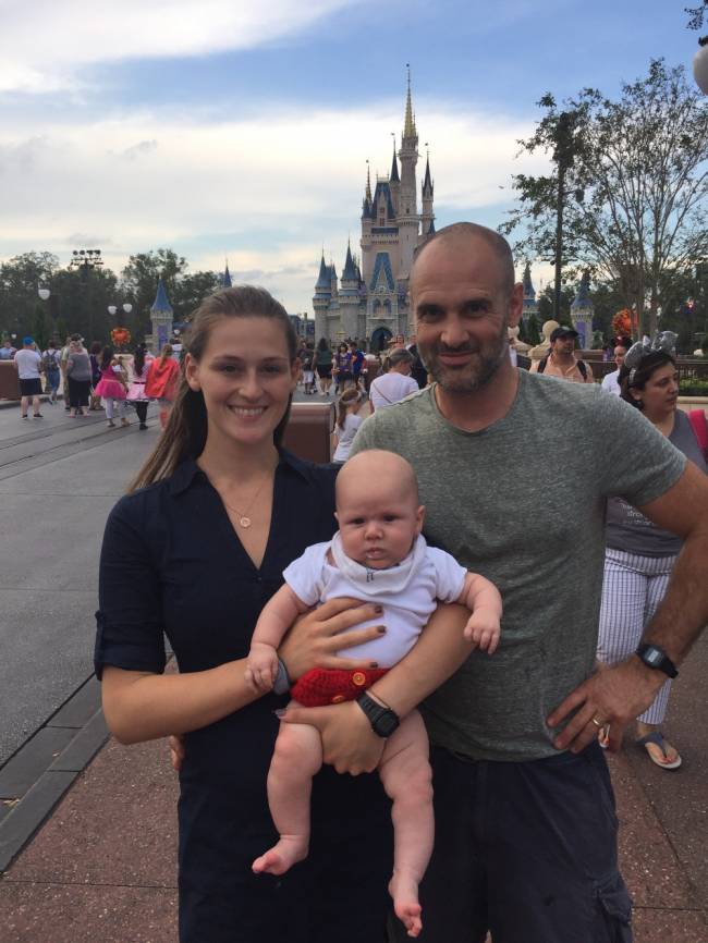 Ed, wife Laura and baby Ran swap danger for Disneyland.