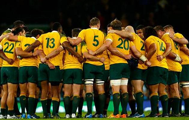 Golden boys: Australia, who helped knock England out, are the form team going in to the Rugby World Cup 2015 quarter-finals | Image: Twitter (@Wallabies)